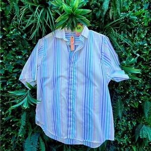 Vintage Pastel 🌈 Striped Button 👕